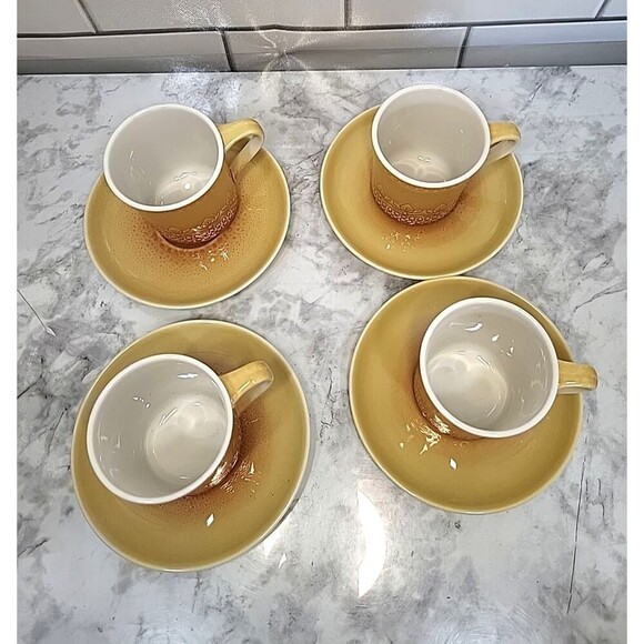 SYRACUSE CAREFREE CHINA CALYPSO CUPS & Saucers (4) Coffee Tea Caribbean USA Made - Picture 3 of 7